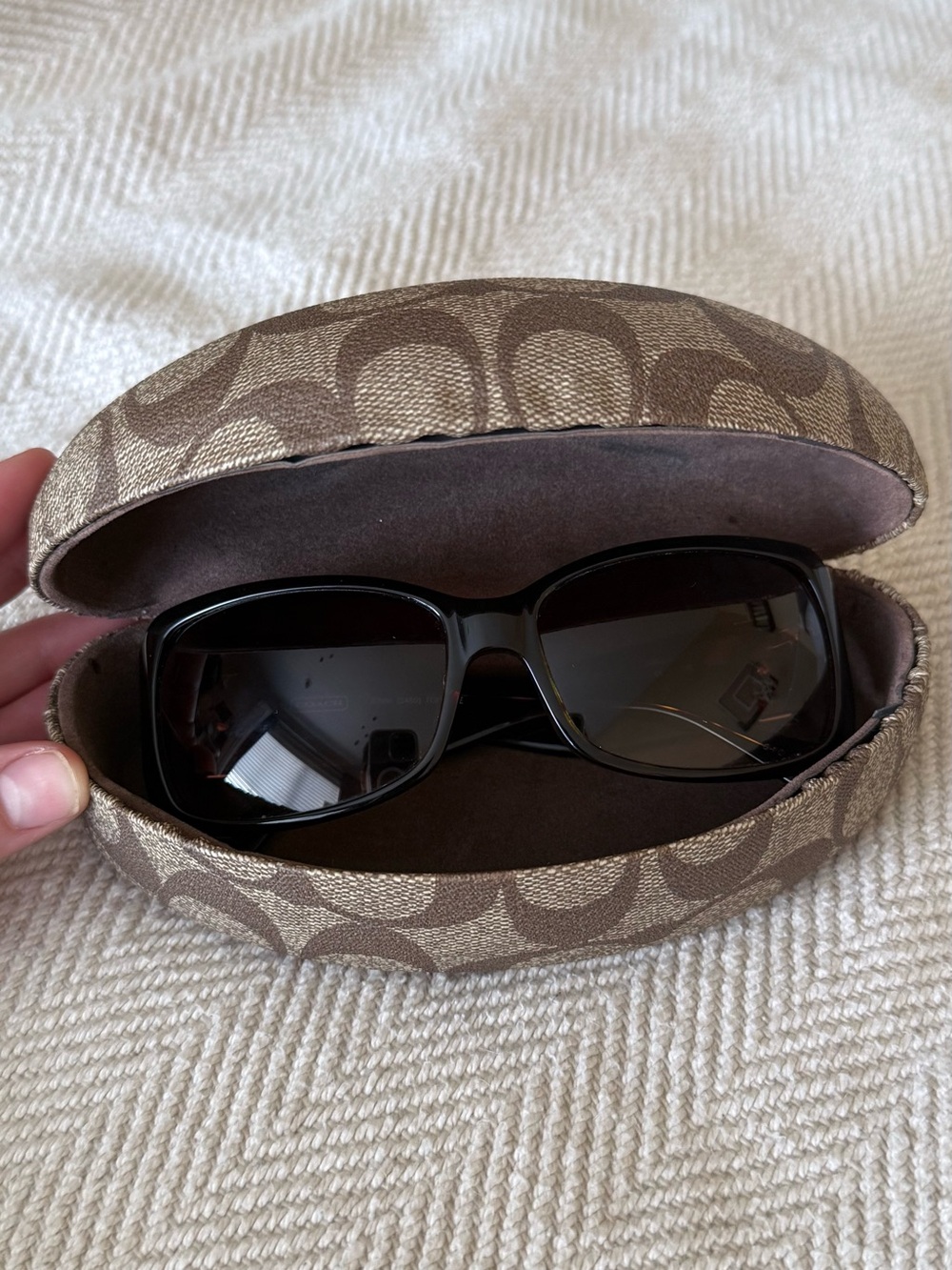 Coach Black Frame Sunglasses with Signature Brown Case